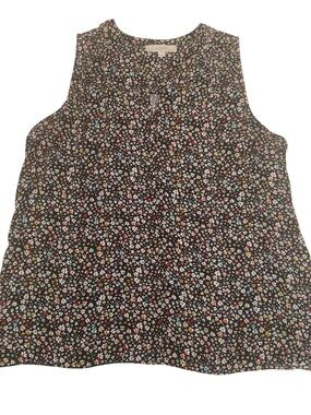 LOFT Black Floral Sleeveless Blouse